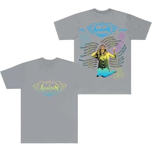 BUIWOT T-Shirt Men's Round Neck Cotton SCosplay Boys and Girls Singer Addison Rae Double-Sided Printed T-Shirt Neutral Street Streetwear Tops-Grey||m BUIWOT T-Shirt Men's Round Neck Cotton SCosplay Boys and Girls Singer Addison Rae Double-Sided Printed T-Shirt Neutral Street Streetwear Tops-Grey||m