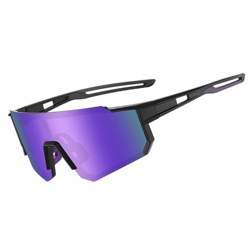 Tsctswk Polarized Sports Sunglasses Men Women, Outdoors UV Protection Sun glasses,Cycling Fishing Baseball Running Sunglasses (Purple & Black Frame)