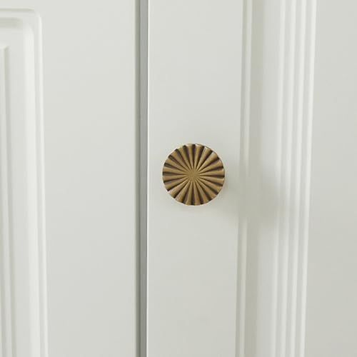 QZKJQDD 2 Pack Vintage Brass Cabinet Knobs, Timeless Kitchen Solid Round Dresser Drawer Pulls, Elegant Cabinet Hardware for Cupboard Drawer Handles (Zinc Alloy) - Image 5