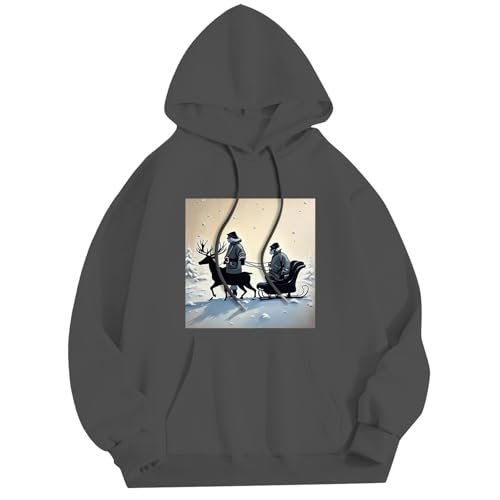 Mens Hoodies Santa Claus Reindeer Print Christmas Sweatshirts Loose Fit Lightweight Xmas Pullover Tops Casual Shirts3