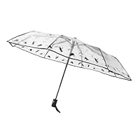 minkissy Transparent Automatic Folding Umbrella Portable Travel Umbrella Lightweight Windproof Rainproof Clear Design for Women Men Compact Cat Pattern