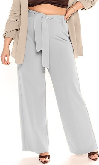 Image of FRAULEIN Women's Western Stylish Trousers Relax Fitting Belted Wide Leg [S - 5XL] Size Pants