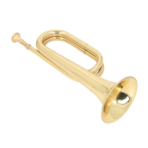 Military Bugle C Key Trumpet, Gold Bugle Cavalry Trumpet Brass Instrument for School Band Cavalry Beginner Military Orchestra, Brass Bugle Instruments, 11cm Dia Mouthpiece