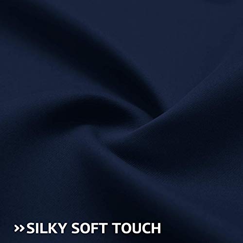 Image of COSVIYA Grommet Blackout Room Darkening Navy Blue Curtains 72 inch Length | Thick Polyester Light Blocking Insulated Thermal Window Curtain Drapes for Bedroom /Living Room,62x72 inches,2 Panels