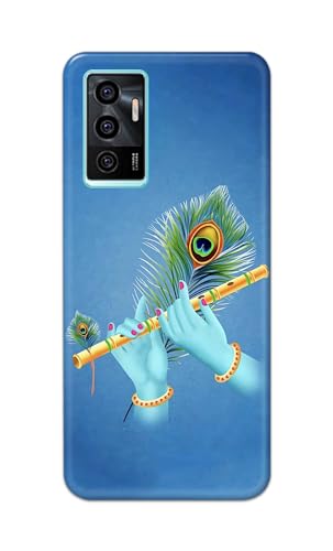 Image of Plastic Printfidaa Printed Hard Back Cover Case For Vivo V23E | V23E 5G | Vivo Y75 4G Back Cover (Flute In Krishna Hands) -112, Blue