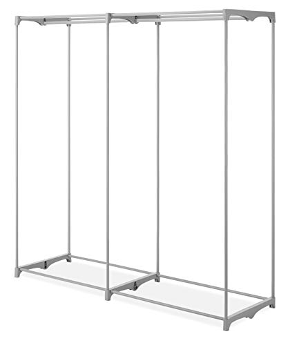 Whitmor Portable Wardrobe Clothes Storage Organizer Closet With Hanging Rack - Extra Wide -Grey Color - No-Tool Assembly - Extra Strong & Durable - 60" W X 19.5" D X 64" L - Not For Outside Use #TOP6