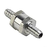 Rückschlagventil für Kraftstoff-, Luft- und Wasserleitung, 6/8/10/12 mm, Inline-Rückschlagventil, Einwegdurchfluss, Aluminium, Silber, kompatibel mit Vergaser (10 mm)