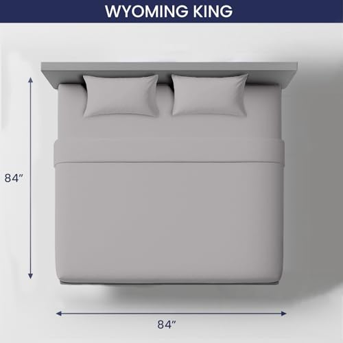 Image of SGI 84 inchx84 inch 4 Pc Emperor /Wyoming King Sheet Set 600 TC 12 inch Deep, Light Grey