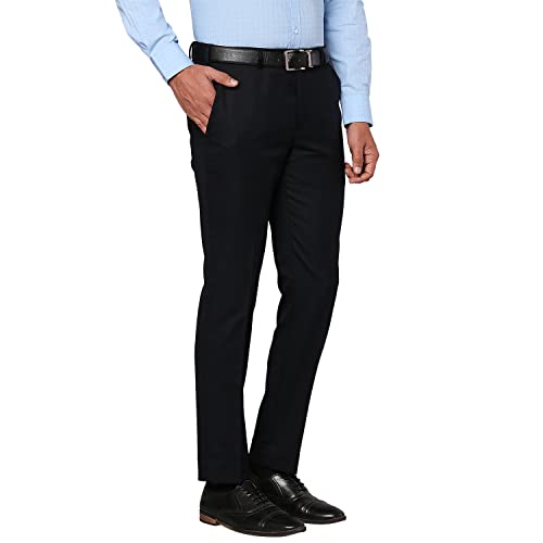 Image of Park Avenue Men's Poly Wool Blend Structure Pattern Super Slim Fit Flat Front Formal Trouser