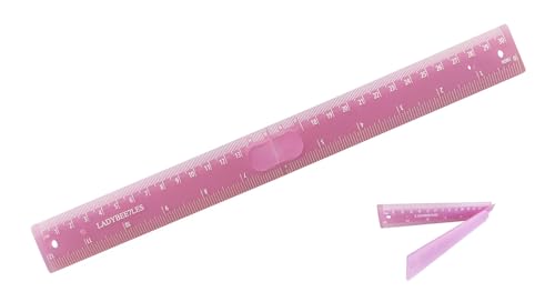 LADYBEE7LES Innovative Design Folding Ruler Pack/1 unfolds to a Length of 30cm (12) When Folded it conveniently Reduces to a Compact Size of 15cm(6 ) Pink Ruler 12 Portable and Easy to Carry