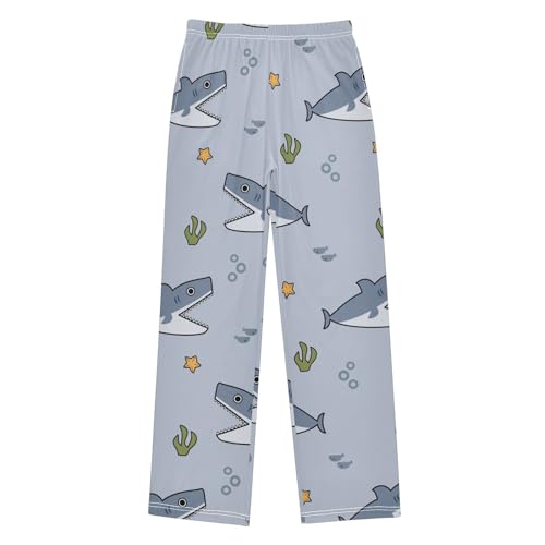 Shark Cartoon Boys Pants Boys Athletic Pants Long Pant for Boywith Pockets Wide-Leg Size 6-14Y