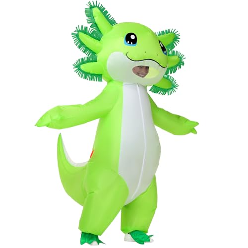 Stegosaurus Inflatable Axolotl Costume Adult Halloween Blow Up Costumes Deluxe Funny Costumes Animal Women Men Cosplay Party Green
