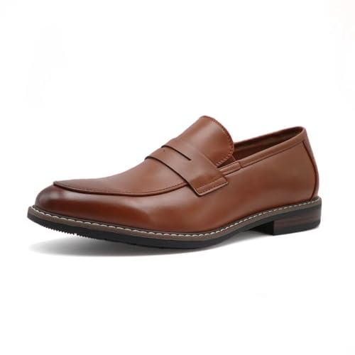 Finishing & Sewing Klassische Herren Penny Loafer, Braunes Leder, Handgenähte Sohle (Braun, Erwachsene, Herren, 43, Numerisch, EU Schuhgrößensystem, M)