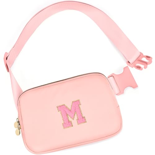 Image of mibasies Initial Fanny Pack for Girls, Birthday Gifts for 4 5 6 7 8 9 10 11 12 13 Teen Girl - Cute Personalized Trend Stuff - Peach M