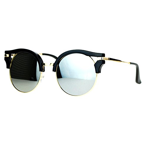 PASTL Womens Fashion Sunglasses Wing Topped Round Circle Frame Mirror Lens3