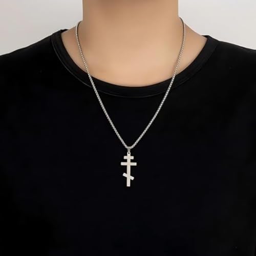 Collier croix orthodoxe Ilya en acier, le cadeau symbolique idéal