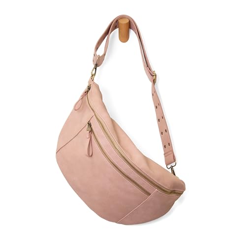 Image of Joy Susan Womens Vegan Leather Mel Large Sling Crossbody Bag - Blush