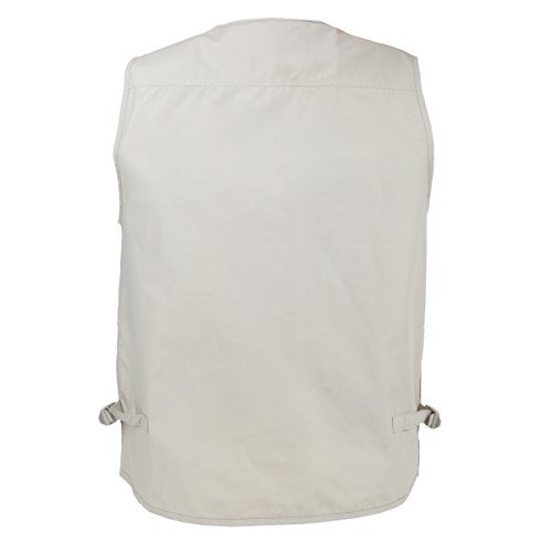 Lusi Madam Men's Poplin Outdoors Travel Sports Multi-Pockets Work Fishing Vest X-Large Greenish-White #TOP3
