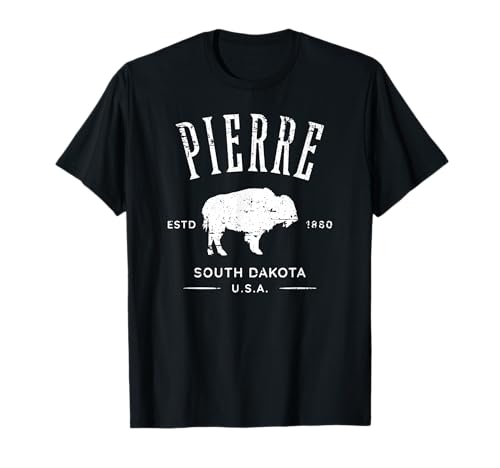 Pierre South Dakota USA Bison - Recuerdo de diseño envejecido Camiseta