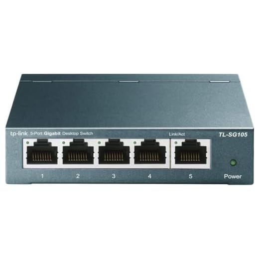 TP-Link TL-SG105 5-Ports Gigabit Netzwerk Switch (bis 2000 MBit/s im Vollduplexmodus, geschirmte RJ-45 Ports, Metallgehäuse, optimiert Datenverkehr, IGMP-Snooping, unmanaged, lüfterlos) blau metallic