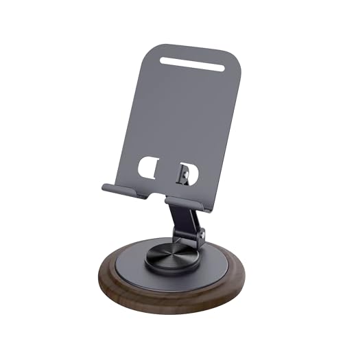 Image of OOGE Nest 300 Foldable Mobile Stand - 360 Rotating Phone Holder for Table - Height Adjustable Phone Stand for Desk with 0-135 Tilt - Anti-Skid Mobile Stand for Office & Home (Black)