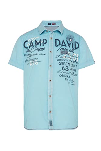 Camp David Herren Leichtes Kurzarmhemd mit Logo-Artworks