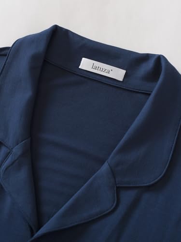 Latuza Men's Bamboo Viscose Nightshirt Button Down Sleep Shirt4