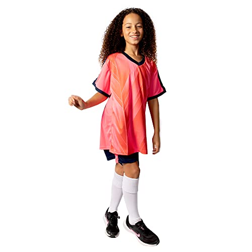 Pairformance Boys' Soccer Jerseys Sports Team Training Uniform Age 6-12 Boys-Girls Youth Shirts And Shorts Set Indoor Soccer. (Medium, Pink) S8-Pink-M #TOP5