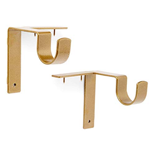 Kwik-Hang Single Curtain Rod Brackets No Drill No Damage Perfect Curtains Every Time 1 Gold