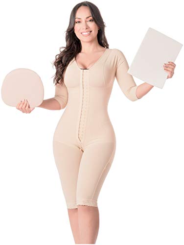 M&D 0161 Fajas Colombianas Reductoras y Moldeadoras Post Surgery Tabla Abdominal Full Body Shaper Lipo Foam and Liposuction Ab Board Beige XL