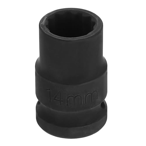 Image of HARFINGTON 1 /2 inch Drive x 14mm Shallow Impact Socket 12-Point Metric CR-V Steel Spindle Nut Impact Flip Sleeve for Home Auto Nuts Bolts Repair