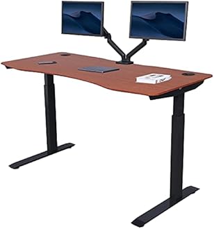 ApexDesk Elite Pro Series 60" x 27" Electric Height Adjustable Stand up Desk, Sit Stand Home Office Desk, Computer Desk - Curved Bamboo