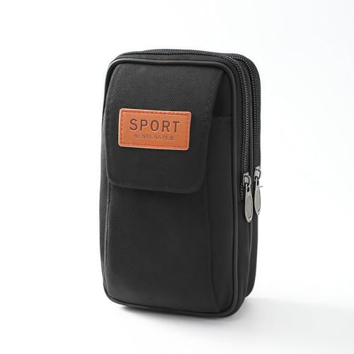 Heanvmyss Funda Doble para Teléfono Celular,Funda con Clip de Cinturón,Móvil con Cinturón para Hombres,Riñonera para Teléfono,Bolsa Multiusos para Camping,Senderismo,Ciclismo(Negro)
