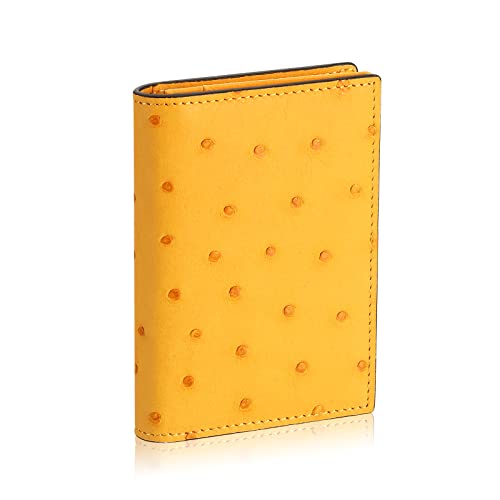 Image of HISCOW Full Grain Leather Business Card Holder Case | Minimalist EDC wallet, gusset holds 25 cards, ID window, fits folded bills, bifold profile, premium gifts for men & women