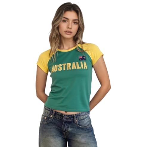 IDEWO Colombia Baby Tee Summer Crop Tops Y2k Clothes Mexico Jersey 90s Graphic Tee 2000s Going Out (US Alpha Large Regular Regular Australia)