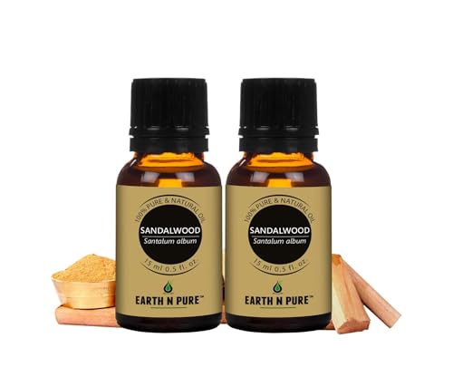 Image of Earth N Pure Sandalwood (Chandan Oil) Essential Oil for Skin- Natural and Therapeutic Grade -Pack of 2 | 15 ml