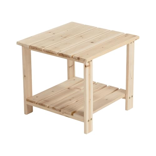 Stonegate Unfinished Cedar Wood 2-Tier Square End/Side Outdoor Porch Backyard Coffee Table