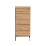 DESIGN MODERNE BOIS & MÉTAL : Décor bois chaleureux associé à un piétement métal noir pour une allure contemporaine.