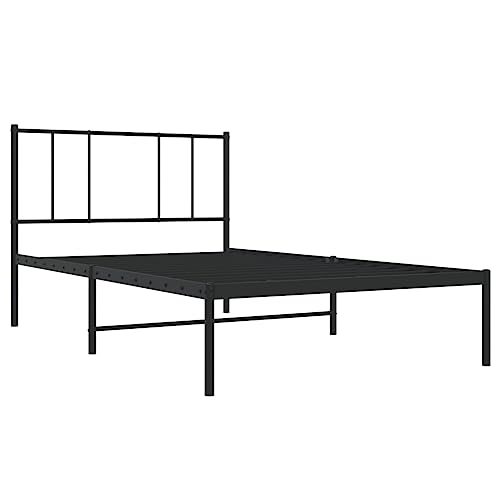 Mobili Bettgestell mit Kopfteil aus Metall, Schwarz, 75 x 190 cm, Bettrahmen, Rahmen, Rahmen, modernes Bett, Struktur für Wohnzimmer, Schlafzimmer – Bild 6