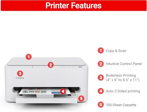 Image of Canon PIXMA TS4320 MFP Inkjet Printer for Home Office, Schoolwork, Documents, Labels, Photos, Crafts and Wireless Printing from Devices (7181C002) + Printer Cable + Cleaning Kit (6pc Bundle)