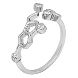 sciencefox anello molecola serotonina in argento sterling 925 chimica biologia fisica scienza universitario, argento sterling