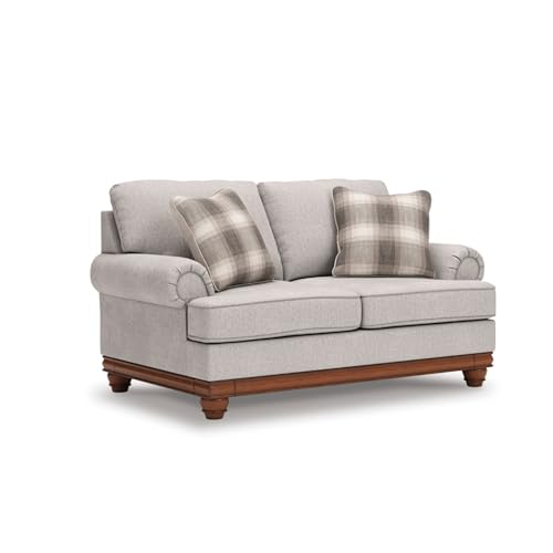 Image of Signature Design by Ashley Meadowview 73-Inch Loveseat, Sandstone Polyester Chenille Traditional Farmhouse 2-Seater Sofa with Reversible Cushions and Platform Deck