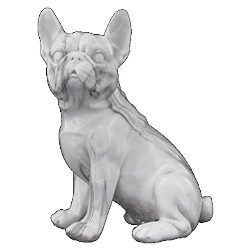 Figurine de chien assis effet marbre blanc, statue de luxe 21cm