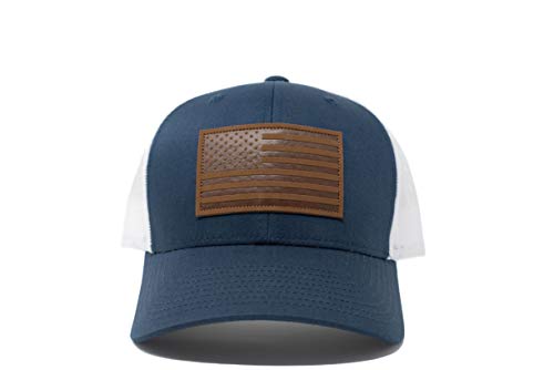 Image of 13 STRIPES American Flag Hat - Leather Patch Mesh Back Snapback Hat for Men & Women USA Flag Trucker Hat, Casual Unisex Hat