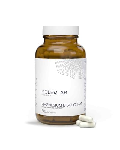 MoleQlar Magnesium Bisglycinat Kapseln 120 Stück MagChel Markenrohstoff Reines Mg-Bisglycinat in veganen Kapseln ohne Zusätze 60 Tage Vorrat