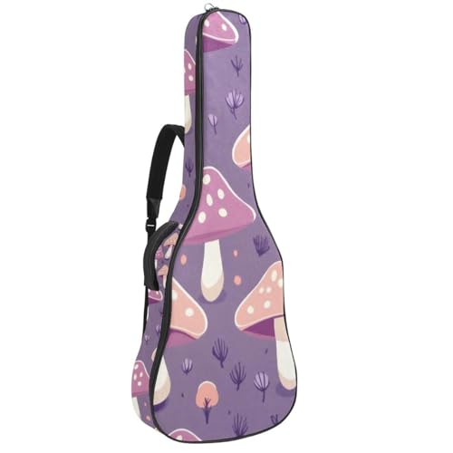 Housse de guitare acoustique violette à motif champignon pour transport au quotidien
