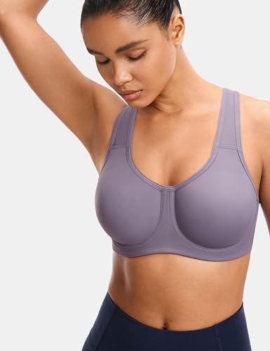 Image of SYROKAN Women's Max Control Underwire Sports Bra High Impact Plus Size with Adjustable Straps Unlined Bra