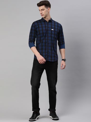 Image of Majestic Man Men Small Checkered Slim Fit Cotton Casual Shirt