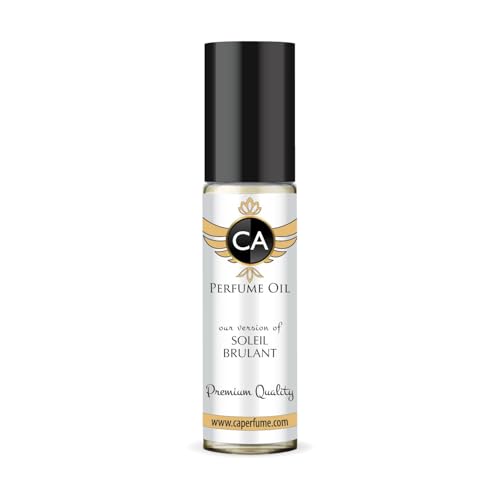 CA Perfume Impression of Soleil Brulant Unisex Fragrance Oil Amber Woody Scent Long Lasting Perfumes for Women &amp; Men Travel Size TSA Ready Mini Parfum Body Oil Roll-on 0.33 Fl Oz 10ml