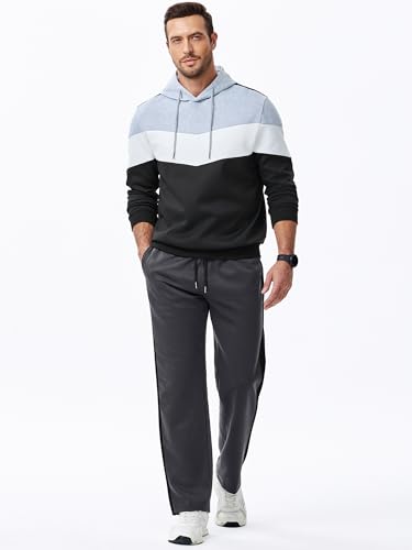 JMIERR Men's Sweatpants Color Block Stripes Tapered Trousers Drawstring Waist Casual Stretch Track Pants4